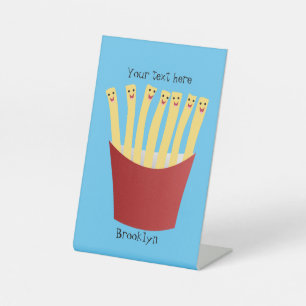 Signe De Table Caricature de frites Cute kawaii fast food