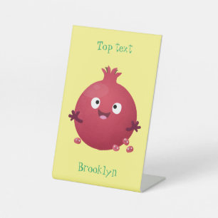 Signe De Table Caricature de fruits à la grenade joyeux