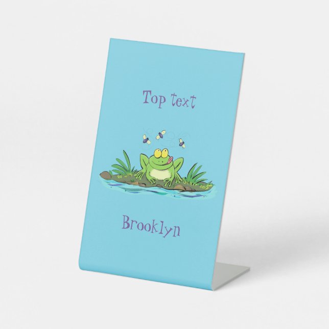 Signe De Table Caricature de grenouille vert mignon (Recto)