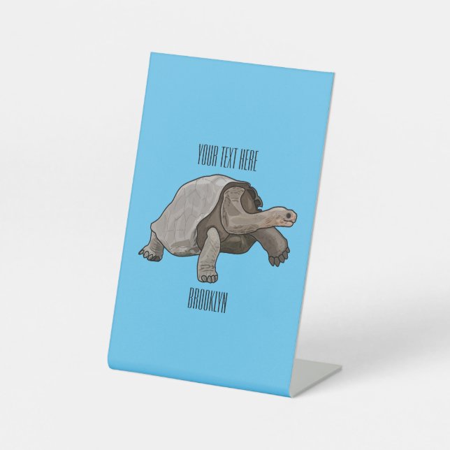 Signe De Table Caricature de la tortue des Galapagos (Recto)