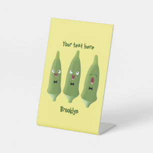 Signe De Table Caricature de légumes de l'okra chantante mignonne