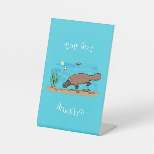 Signe De Table Caricature de natation de Cute platypus