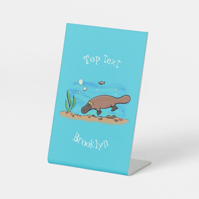 Signe De Table Caricature de natation de Cute platypus (Recto)