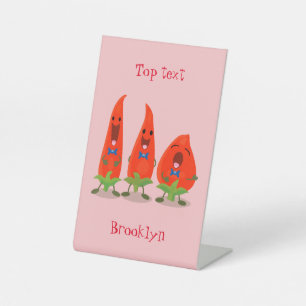 Signe De Table Caricature de piments chantants mignons