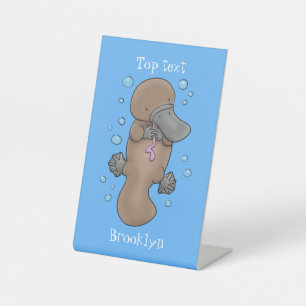 Signe De Table Caricature de platypus bébé très heureuse