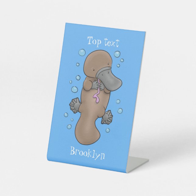 Signe De Table Caricature de platypus bébé très heureuse (Recto)