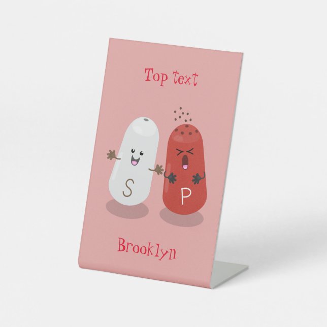 Signe De Table Caricature de shakers de sel et de poivre de Cute  (Recto)