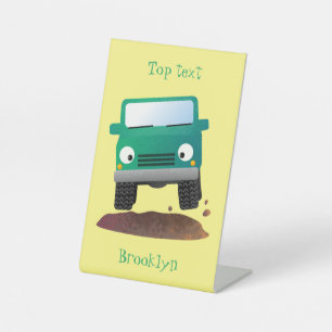 Signe De Table Caricature de voiture 4 X4 hors route