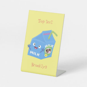 Signe De Table Caricature en carton de lait joyeux