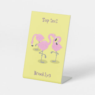 Signe De Table Caricature en trio flamand rose mou