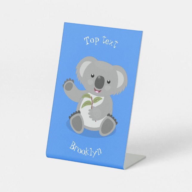 Signe De Table Caricature joyeux koala agitant (Recto)