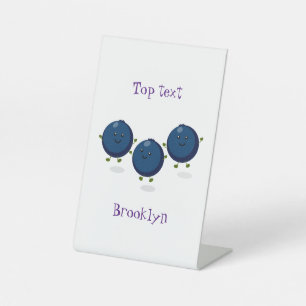 Signe De Table Caricature mignonne de bleuets violets