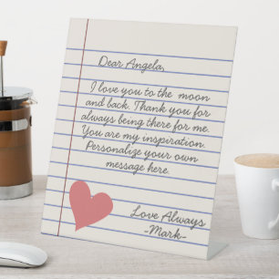 Signe De Table Carnet lettre d'amour manuscrite ou message