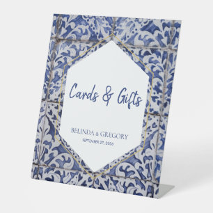 Signe De Table Carreaux portugais rustiques Cartes de mariage et