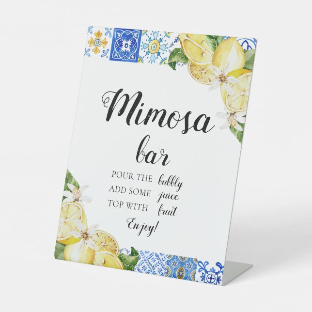 Signe De Table Carrelage bleu Citron italien Positano Mimosa Bar  (Recto)