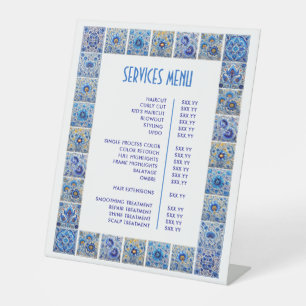 Signe De Table Carrelage Bleu Méditerranéen Menu des services de 
