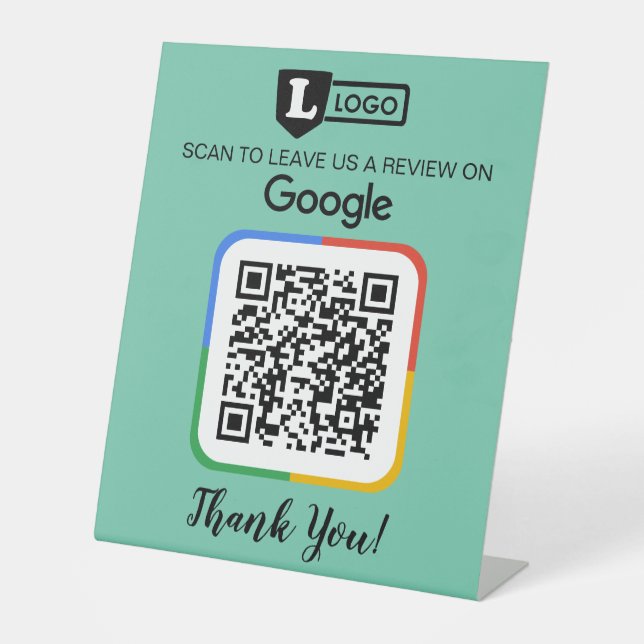 Signe De Table Carte de demande de révision Google avec logo et c (Recto)