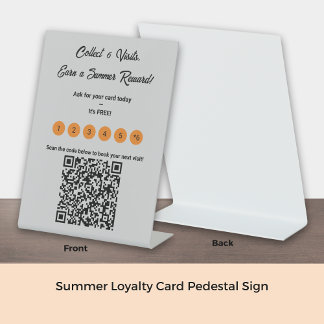 Signe De Table Carte de fidélité d'été - 6 po x 8 po