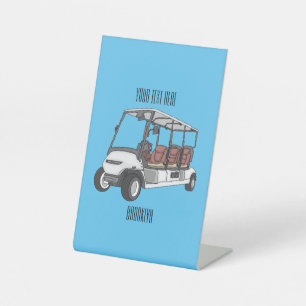 Signe De Table Carte de golf / dessin animé en voiturette de golf
