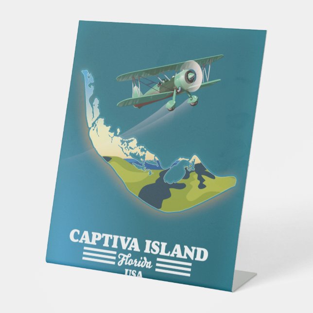 Signe De Table Carte de l'île Captiva Floride États-Unis (Recto)