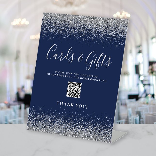 Signe De Table Carte de mariage en argent bleu marine Cadeaux Cod (Créateur téléchargé)