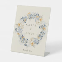 Carte de mariage et cadeaux Floral Jaune Bleu