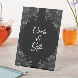 Signe De Table Carte de mariage gothique Rose noir et gris Signal