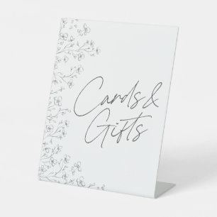 Signe De Table Carte de mariage minimaliste noir blanc floral Cad