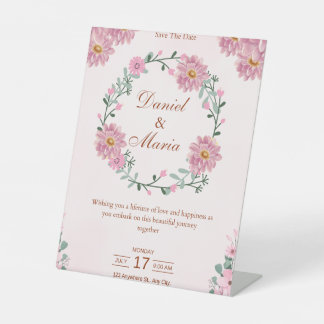 Signe De Table Carte de mariage rose Ensemble pour toujours