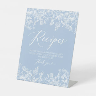 Signe De Table Carte de recette Élégante Quelque chose de bleu Fê