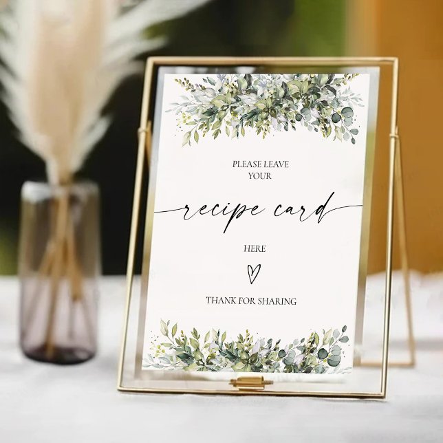 Signe De Table Carte de recettes de plantes vertes (Créateur téléchargé)