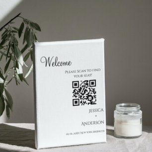 Signe De Table Carte de sièges minimaliste mariage MODERNE Qr Cod