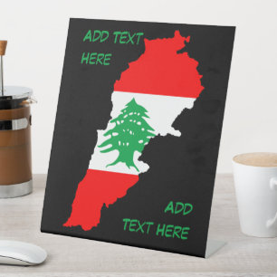 Signe De Table Carte du Liban avec drapeau
