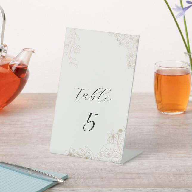 Signe De Table Carte élégante de numéro de table de mariage botan (In SItu)