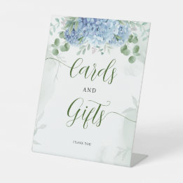 Signe De Table Carte et Baby shower cadeau Blue hydrangea