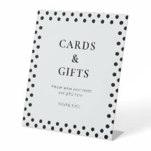 Carte et cadeau de mariage à pois noir et blanc