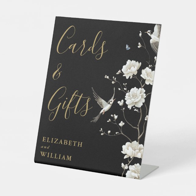 Signe De Table Carte Florale Et Cadeaux De La Chinoiserie Noire E (Recto)