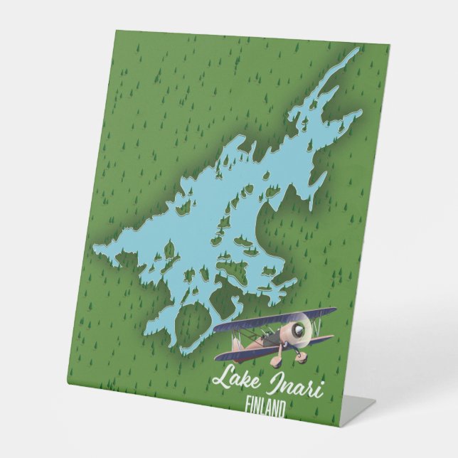 Signe De Table Carte magnétique du lac Inari en Finlande (Recto)