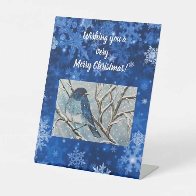 Signe De Table Carte pour notes Snowy Bluebird (Recto)