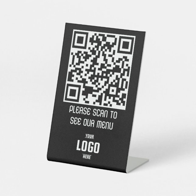 Signe De Table Carte QR Code Menu Piédestal Signal pour les resta (Recto)