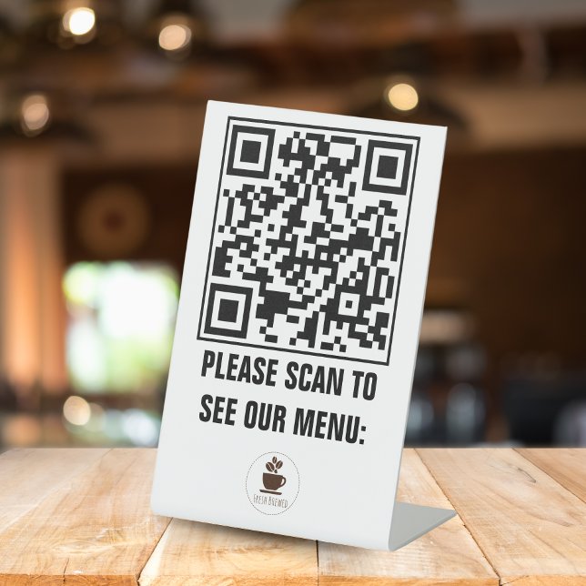 Signe De Table Carte QR Code Menu Piédestal Signal pour les resta (Custom QR Code Menu Pedestal Sign for Restaurants)