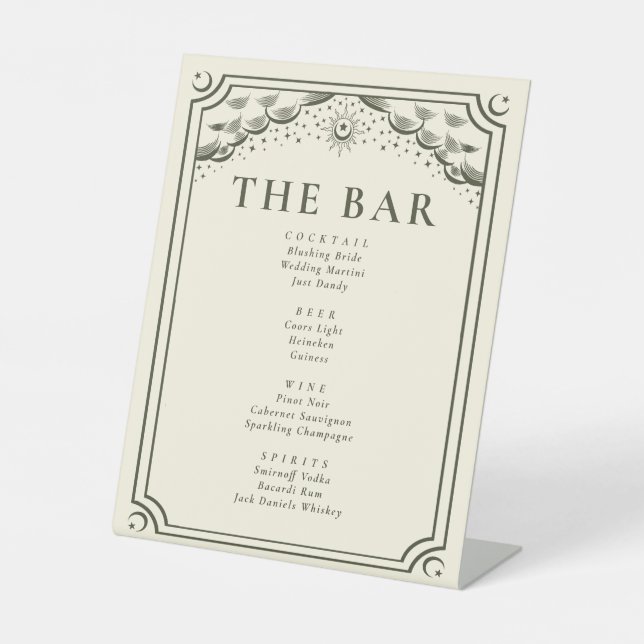 Signe De Table Carte Tarot Gothique Olive Menu Mariage Bar (Recto)
