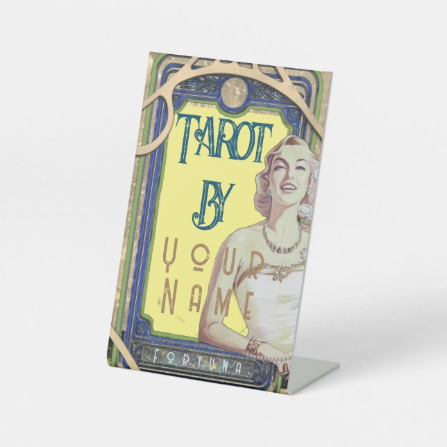 Signe De Table Carte Tarot jaune vintage (Recto)