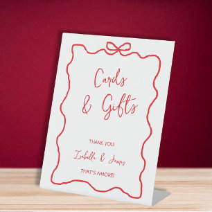 Signe De Table Cartes & Cadeaux Bow Main Tirée Wavy Couples Douch
