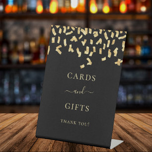 Signe De Table Cartes cadeaux confettis noirs or
