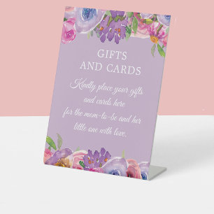 Signe De Table Cartes-cadeaux de Baby showers floraux rose pourpr