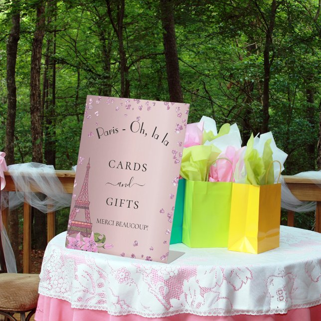 Signe De Table Cartes cadeaux de fête de la tour Eiffel rose Pari (Créateur téléchargé)