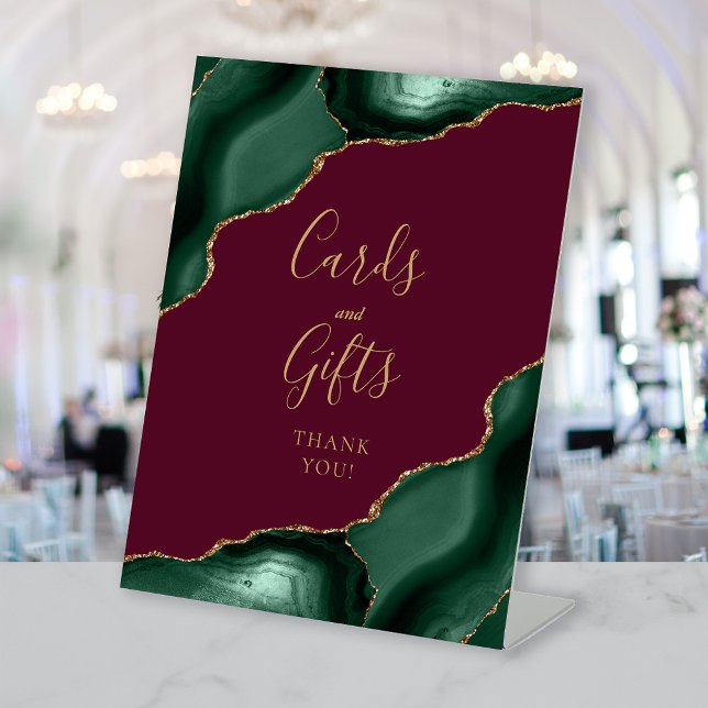 Signe De Table Cartes Cadeaux de Mariage Vert Emeraude Agate Bour (Créateur téléchargé)