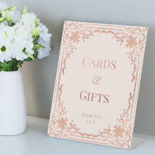 Signe De Table Cartes Cadeaux Élégant Vintage Rose Or Mariage