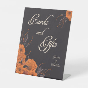 Signe De Table Cartes & Cadeaux Élégants Fleurs Orange Mariage 
